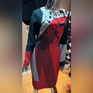 Prabal Gurung Red and Black Long Sleeve Dress